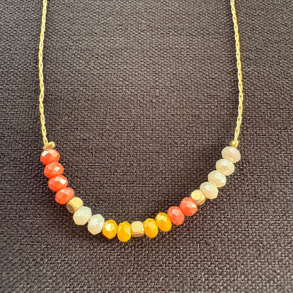 Plunder Gold Tone Multicolor Beaded Necklace One Size - Picture 3 of 5